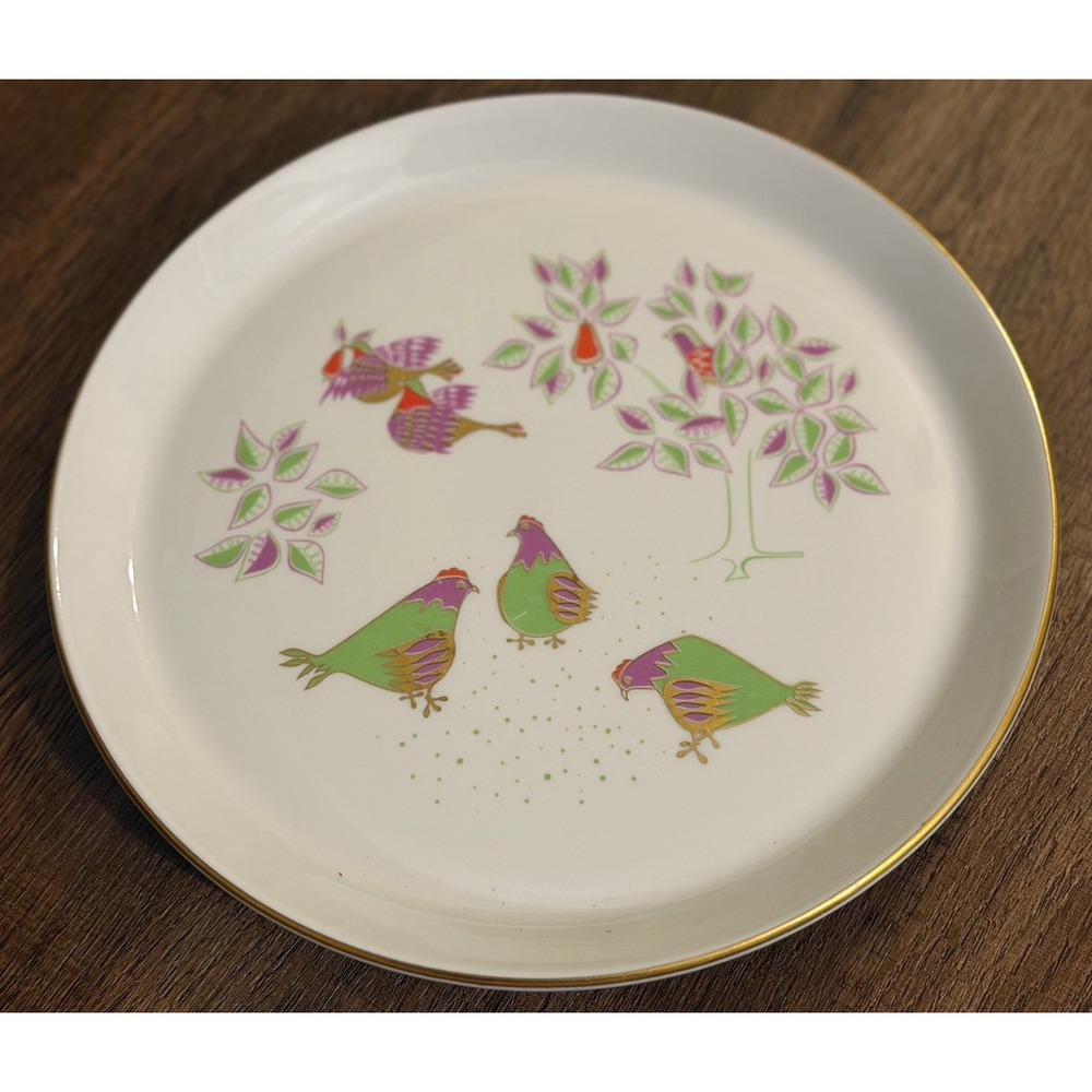 Vtg 1968 Shenango China 12 Days of Christmas Plate 3rd Day Three French Hens